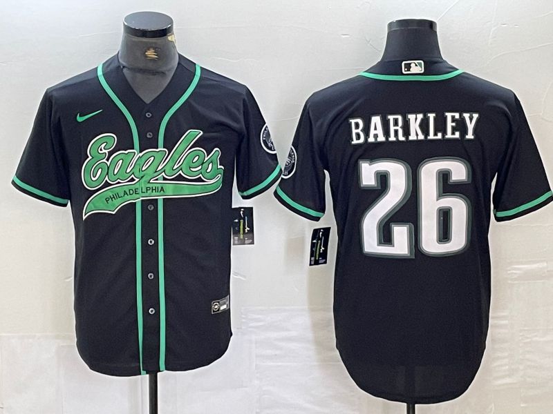 Men Philadelphia Eagles #26 Barkley Black 2024 Nike Co branded NFL Jersey style 1->philadelphia eagles->NFL Jersey